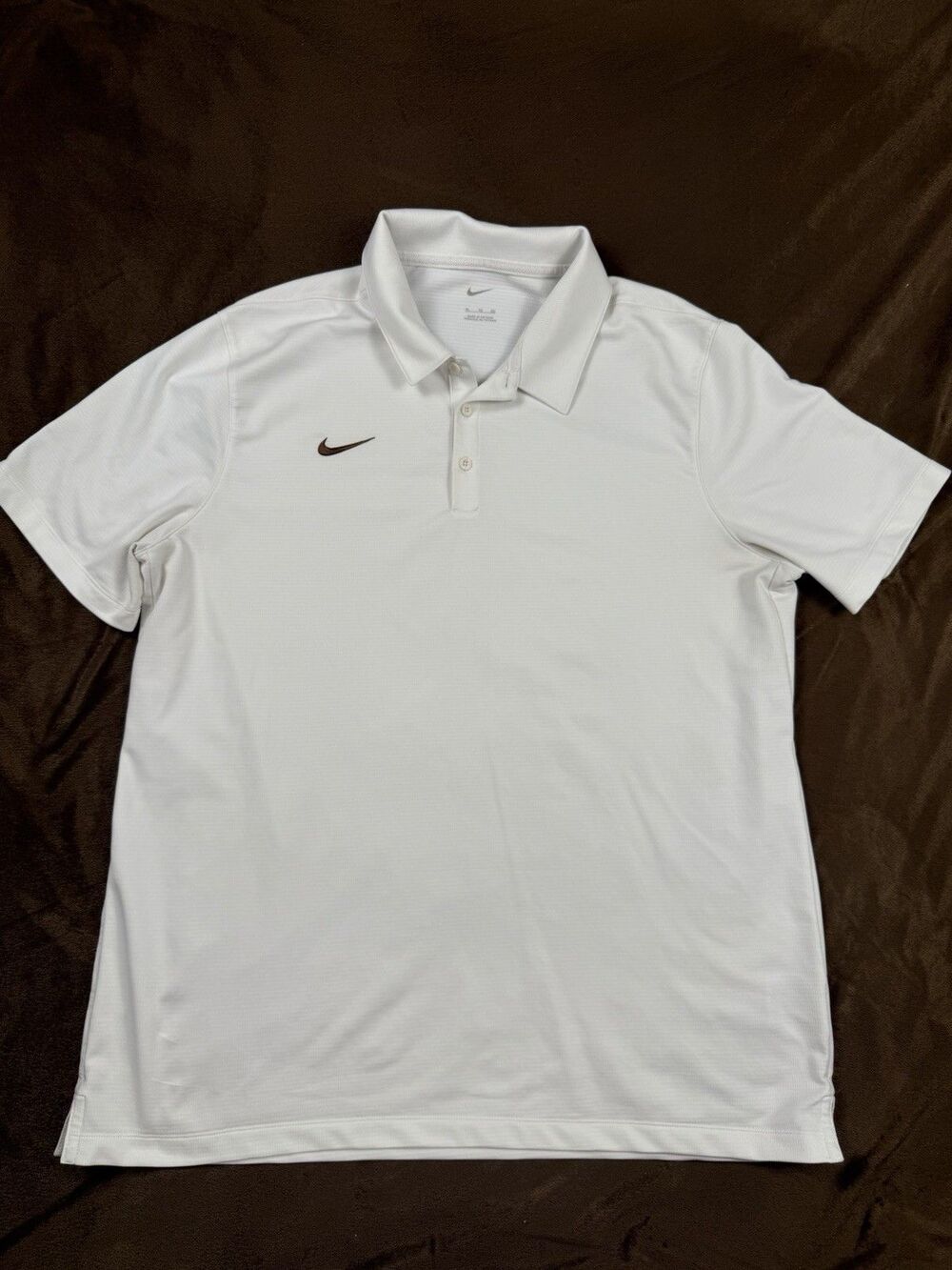 Nike Dri-FIT Polo Shirt Men's XL White 100% Polyester Short Sleeve Breathable